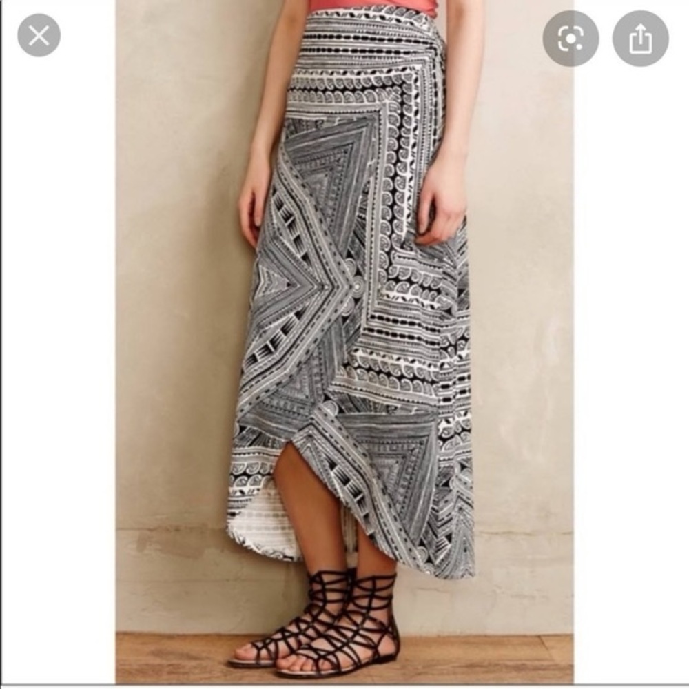 Maeve Geometric Black and White Maxi Skirt
